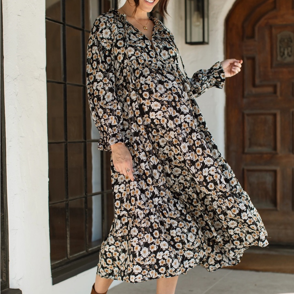 Carly Jean Floral Midi Bohemian Dresd